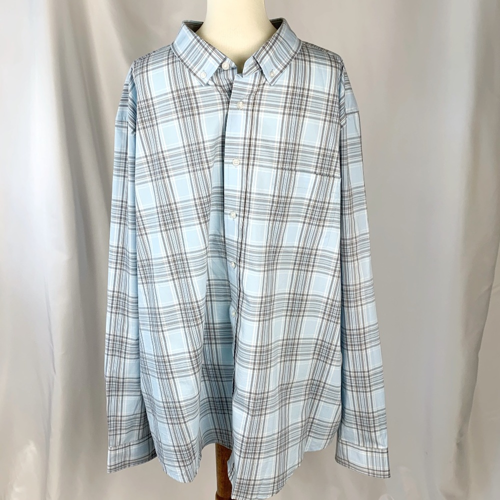 George Classic Fit Light Blue & Gray Long Sleeve Button Down Size 2XL (50-52)